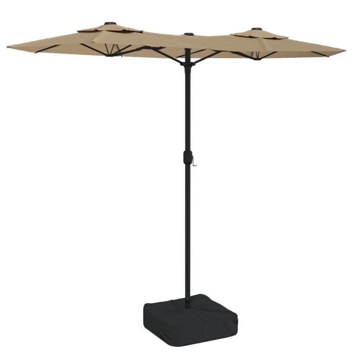 VidaXL Double Head Garden Parasol with LED, Patio Sunshade, Sun Shelter, Beach Parasol Terrace Outdoor, 362972