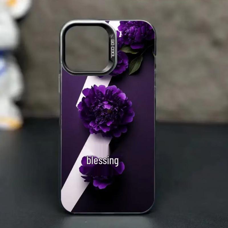 Elegant Purple Rose Phone Case for Apple 11/12/13/14/15/16 Pro/Pro Max/X