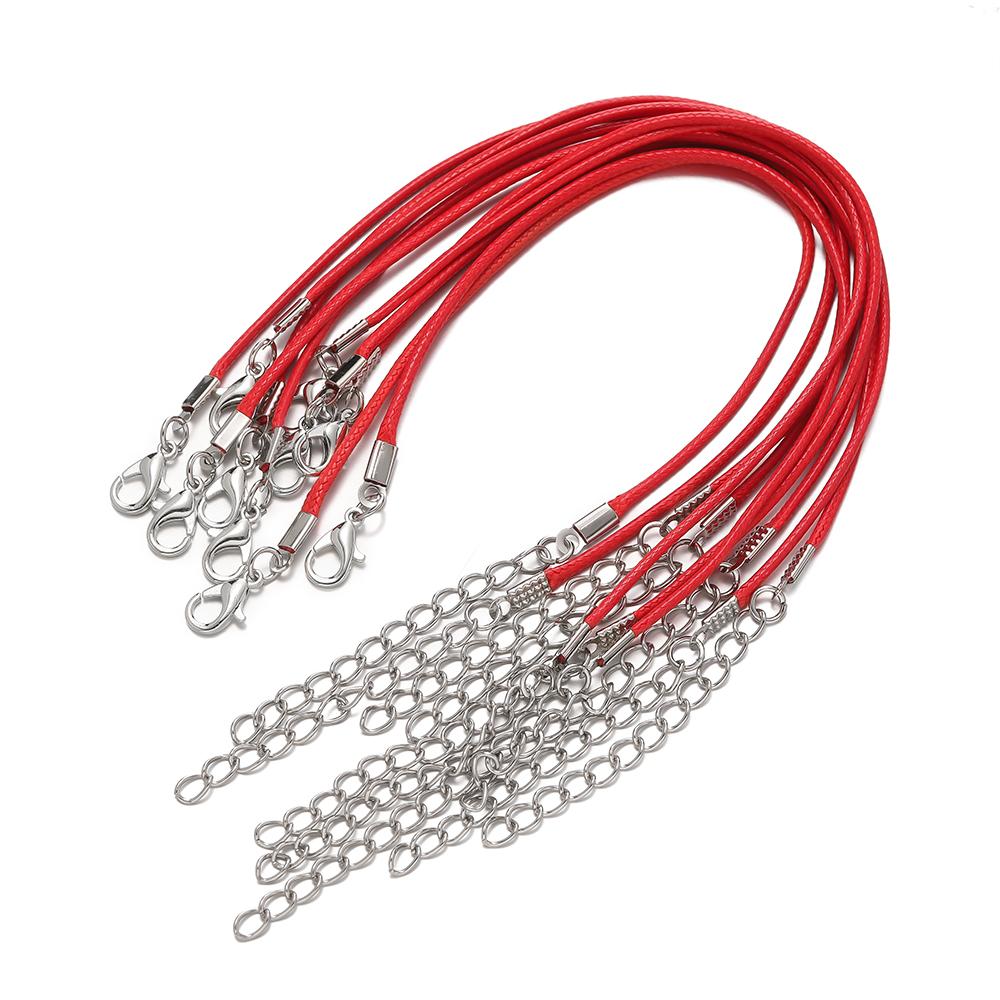 10pcs/Lots 1.5/2mm PU Leather Bracelet Cord  Kit Wax-Coated Braided Strings With Charms for Bracelet Jewelry Making Supplies