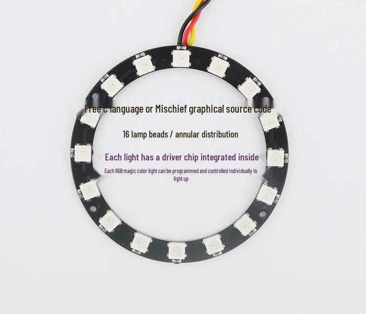 Arduino-Compatible 8x8 RGB LED Panel Ring with WS2812B Magic Color Dot Matrix, 5V Drive