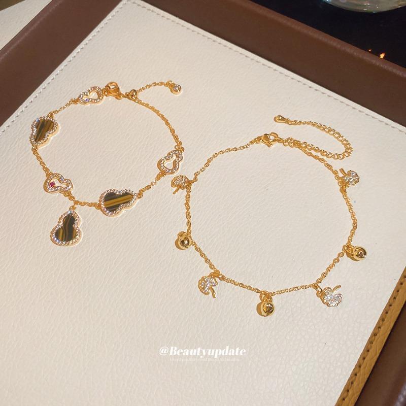 K real gold electroplated zircon hollow gourd bracelet niche design bracelet light luxury high-end jewelry wholesale women