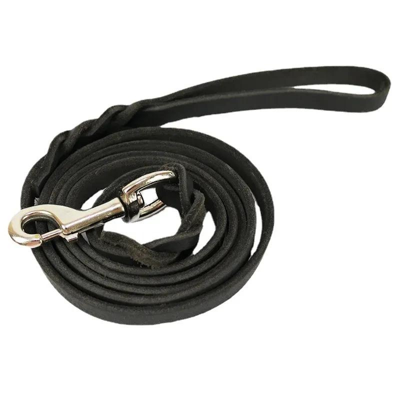 1,2-2,1m Echte Leder Hundeleine mit Haken Haustier Laufen Training Braune Schwarze Farben für Mittlere Große Haustiere Schäferhund Greyhound