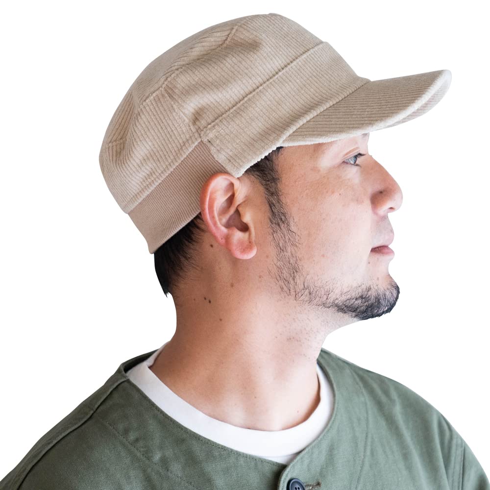 Nakota Corduroy Cotton Rib Work and One Size Fits All x Beige Cap, Men's Women's, Winter, (59cm 61cm),