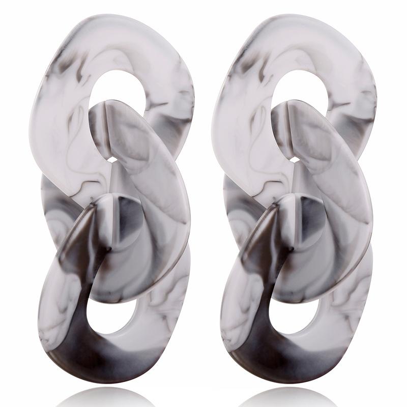 

Европейские и американские серьги-цепочки с преувеличенной пряжкой, вогнутой формы, длинные акриловые серьги серый