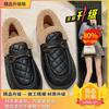 Buckle Cotton Shoes Winter New Warm Velvet Single Shoes Bread Shoes Flat Shoes Fluffy Shoes