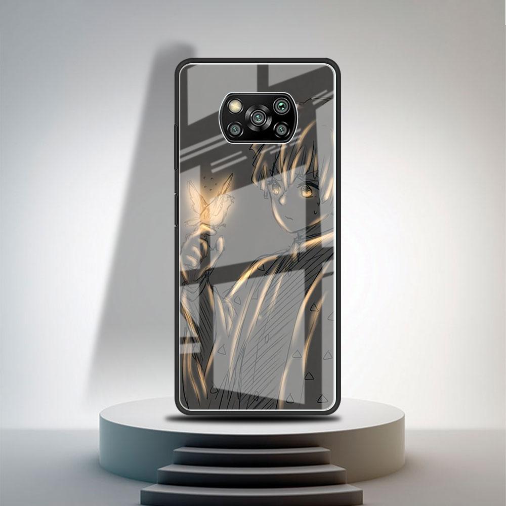 Glass Case For Xiaomi Poco X3 NFC 11 Lite 11T F3 M3 For Redmi Note 11 10 9 8 Pro 10S 9S 9A 9C Phone Cover Anime Demon Slayer