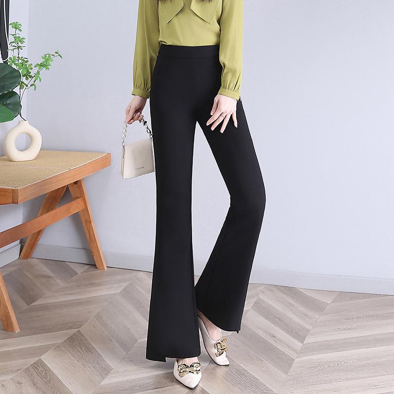 Women's High-Waist Black Flared Pants - Slim Spring/Autumn Style (2025) for Petite Sizes