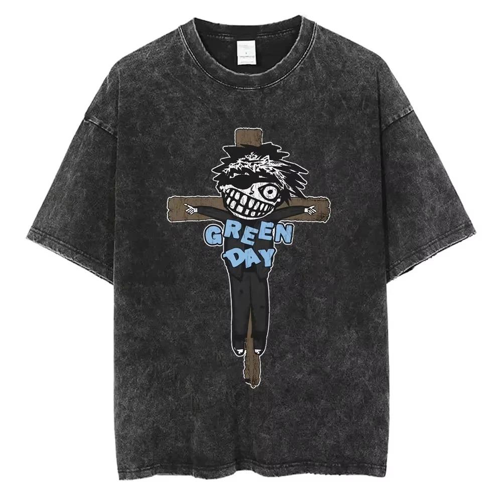New Arrival Mens Clothes Tee Shirt Homme Graphic TShirts Men Tshirt for Men Ropa Hombre Washed Vintage Punk Band Green Day