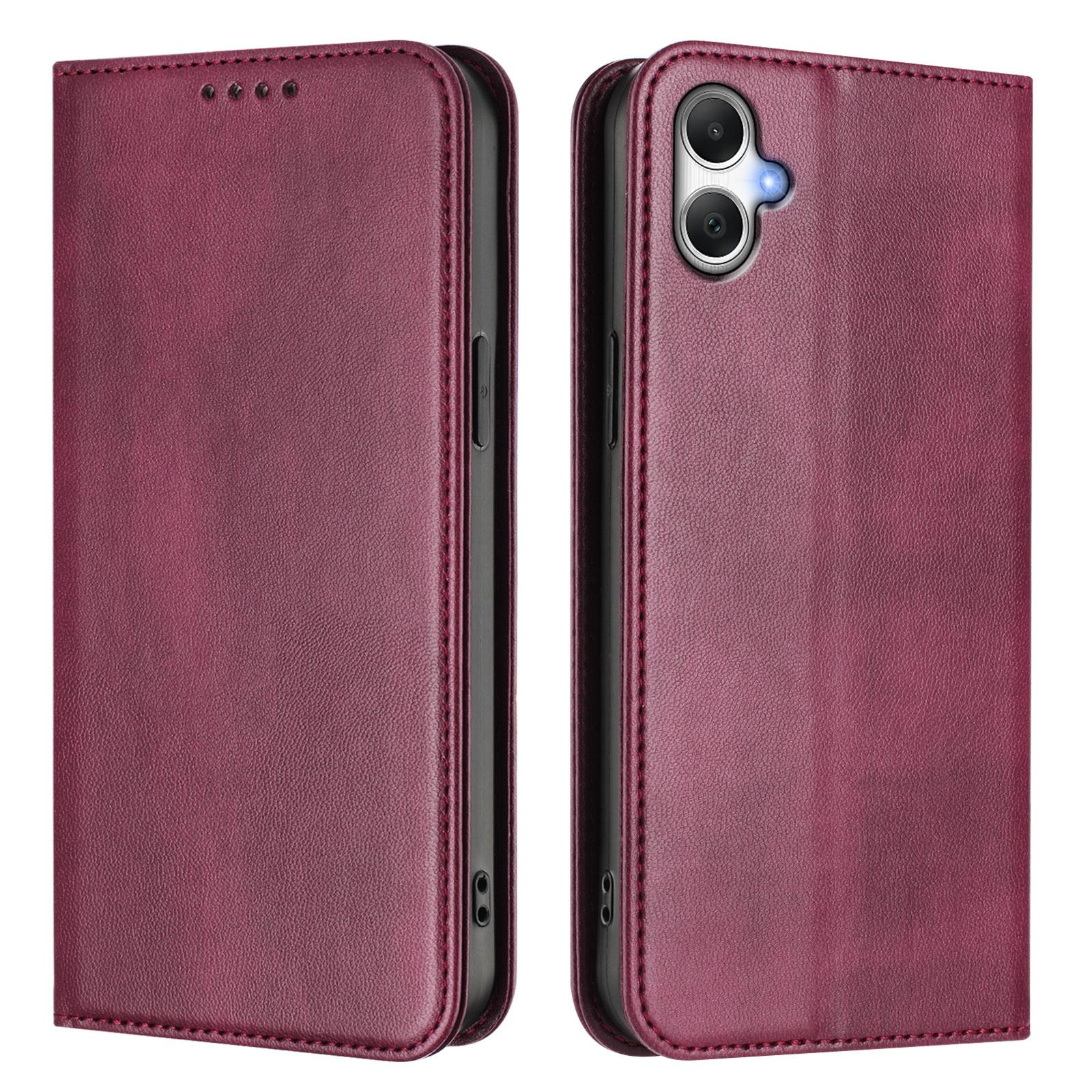 

Для Samsung Galaxy A06 5G/Galaxy A06 4G Чохли-гаманці Ретро Текстура RFID Блокування Шкіряний Чохол для Телефону Wine Red