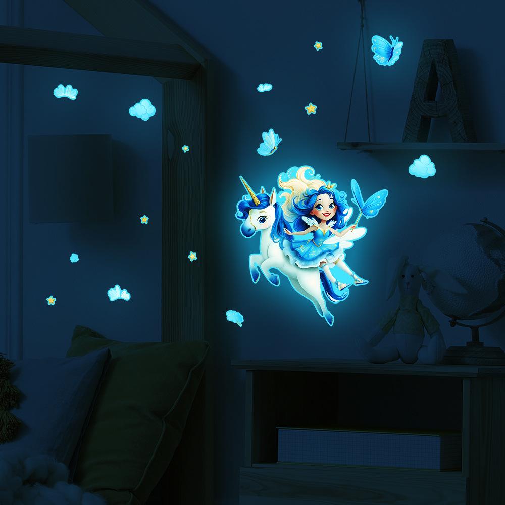 Cartoon Unicorn and Elf Cloud Star Bathroom Toilet Beautification Stickers Self-adhesive