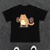 Funny Fat Cat Weightlifting T-shirt