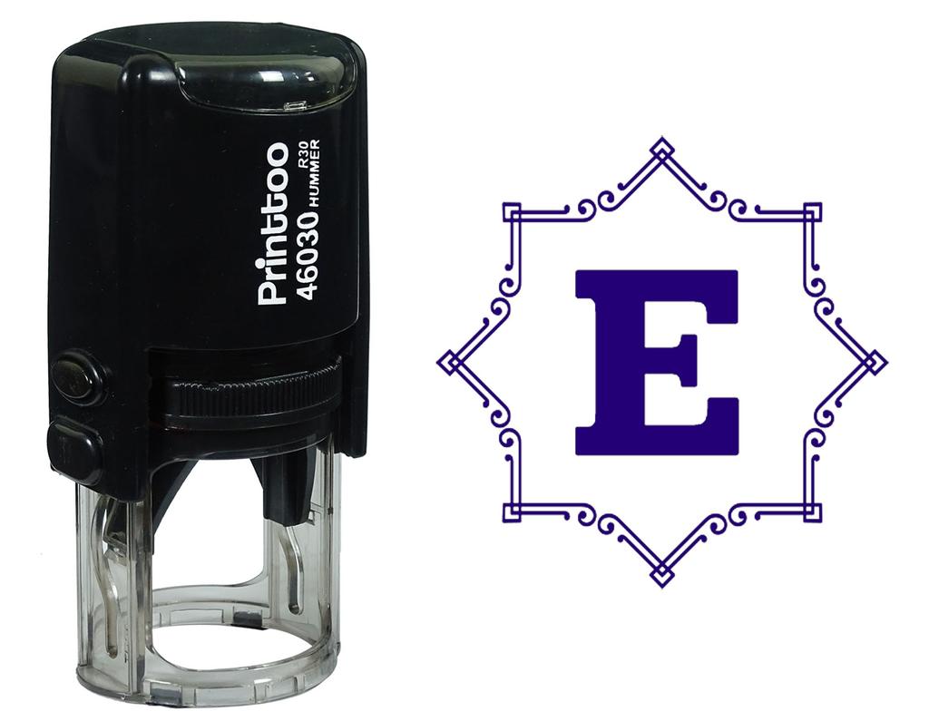 Printtoo Octagon Celtic Swirl Frame Alphabet E Monogram Self Inking Rubber Stamp Office