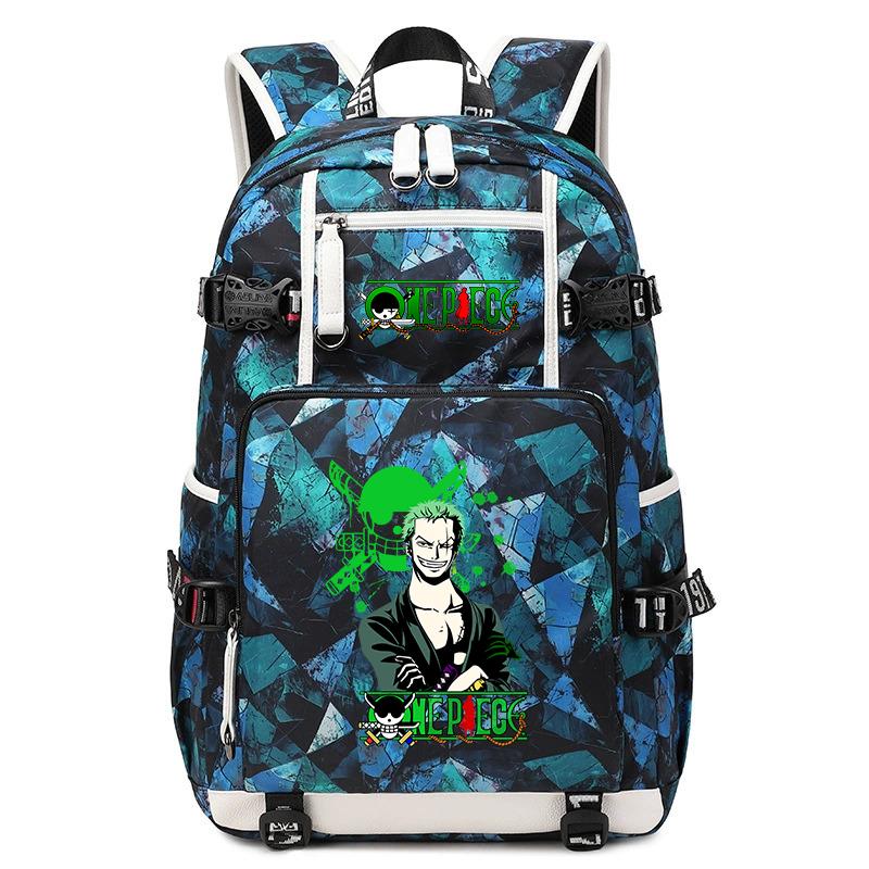 One Piece Zoro Print Large Capacity School Backpack For Kids Teens Anime Bookbag