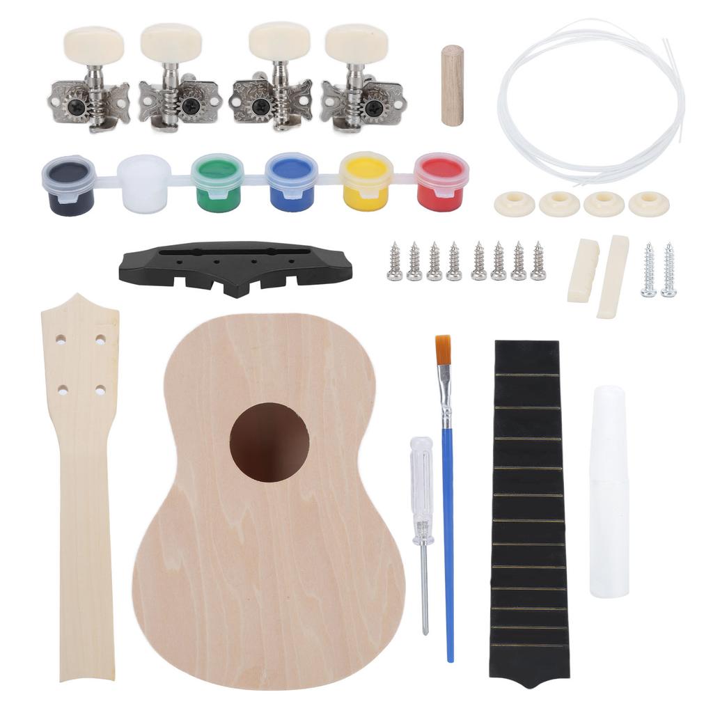 Ukulele Kit 21in DIY Basswood Lightweight Painting Handcrafted Gift Children Small Toys