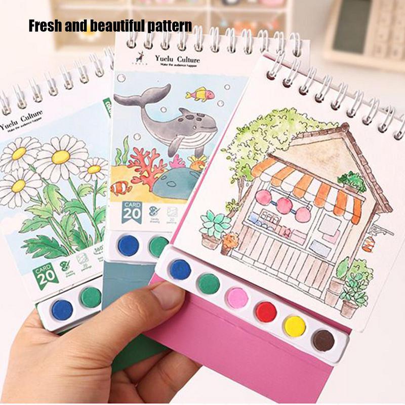 Coloring Book 20 Pages Portable Watercolor Coloring Book Kindergarten Colored Graffiti Enlightenment Note Picture Book