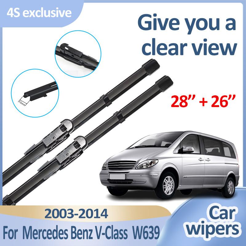 Car Front Wiper Blades For Mercedes Benz V Class Accessories W639 Viano Valente 2003-2014 Durable Windshield Windscreen Wipers