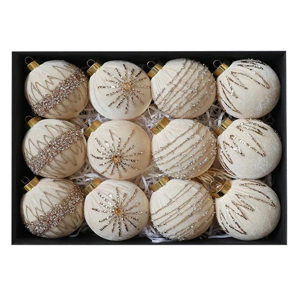 Рождественские шары Украшения для елки Велюровые украшения для елки Размер шара 8 см Полный набор украшений Полный набор украшений Мебель 8 см золотой