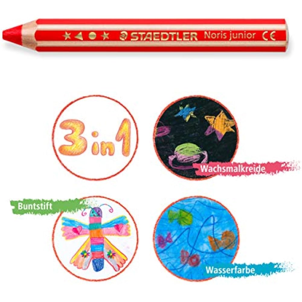 Staedtler Colored Pencils, Blue, 6 Pcs, Norris Junior Watercolor Pencils, Thick Shaft, 140-3*6