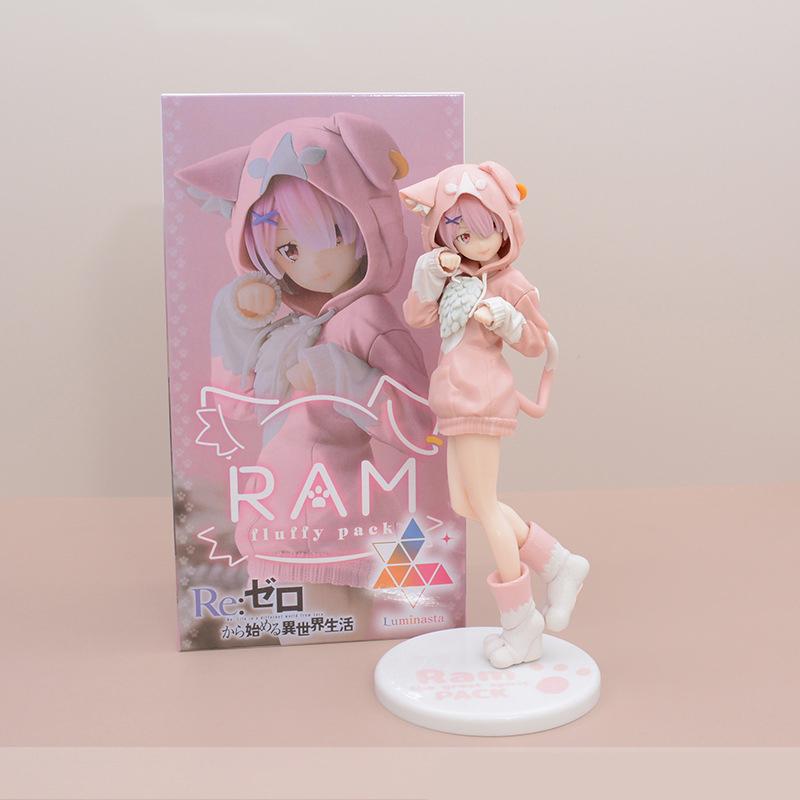 22CM Anime Re:Zero kara Hajimeru Isekai Seikatsu Figura Modello Ram Puck Vestiti di Partenza Emilia Collezione Giocattolo Regalo PVC