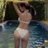 Strapless Cutout Bikini with Mesh Skirt - Slimming Three-Piece Swimsuit for Summer & Hot Spring Vacations