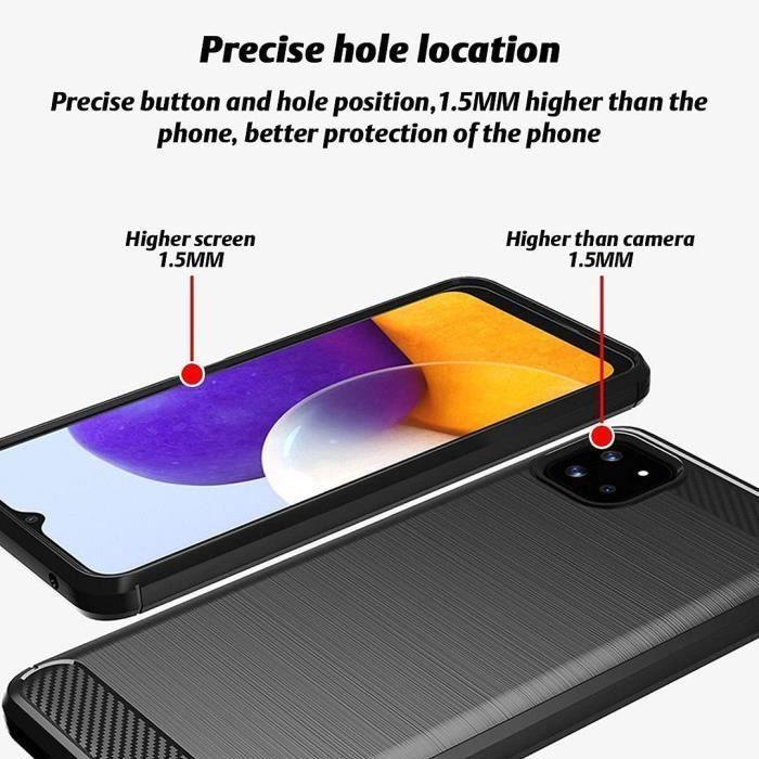 Case for Samsung A22 5G (6.6") Black Silicone Shockproof Steel Design TPU Quality Protection