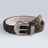 Zinc Zinc Alloy Leopard Print Belt Cool PU Vintage Waistband Western Countryside Carved Buckle Belt  Women