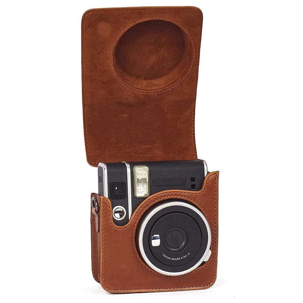 Camera Bag For Fujifilm Instax Mini 40 Instant Camera Retro Leather Camera Case & Shoulder Strap Travel Portable Protective Case