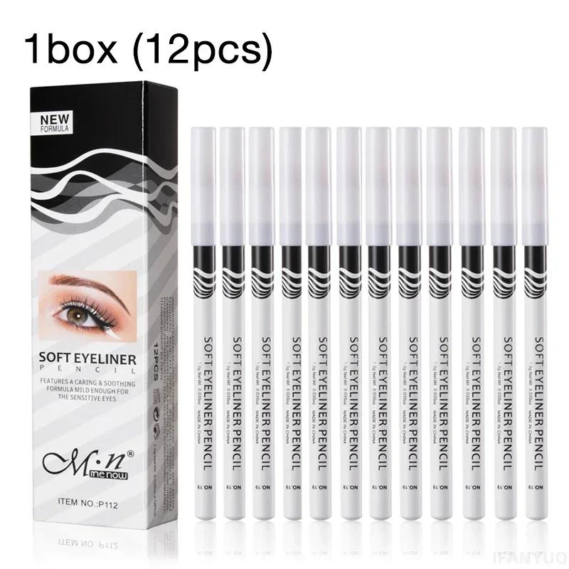 12pcs White Eyeliner Makeup Smooth Easy To Wear Waterproof Eyes Brightener Highlighter Long Lasting Eyes Liner Pencils Makeup