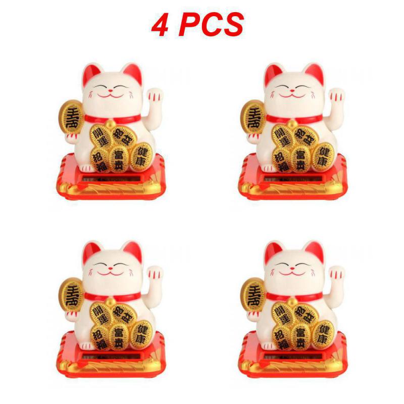 1/2/4 STÜCK Solarbetriebene Maneki Neko Winkende Arm Winkende Glückskatze Glückskatze Für Heim-, Büro- und Autodekoration