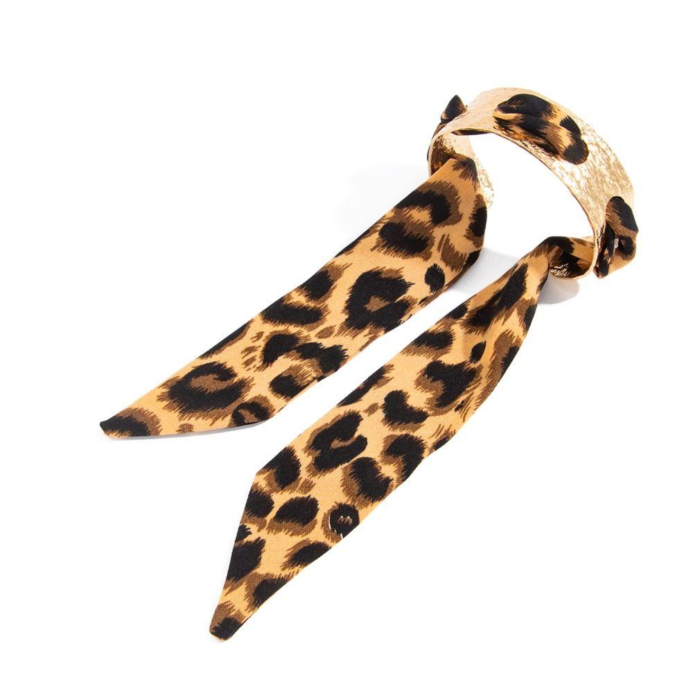 Leopardenmuster Seidenschal Manschettenarmbänder Goldener Ethnischer Stil Armband Metall Breites Armband Damen