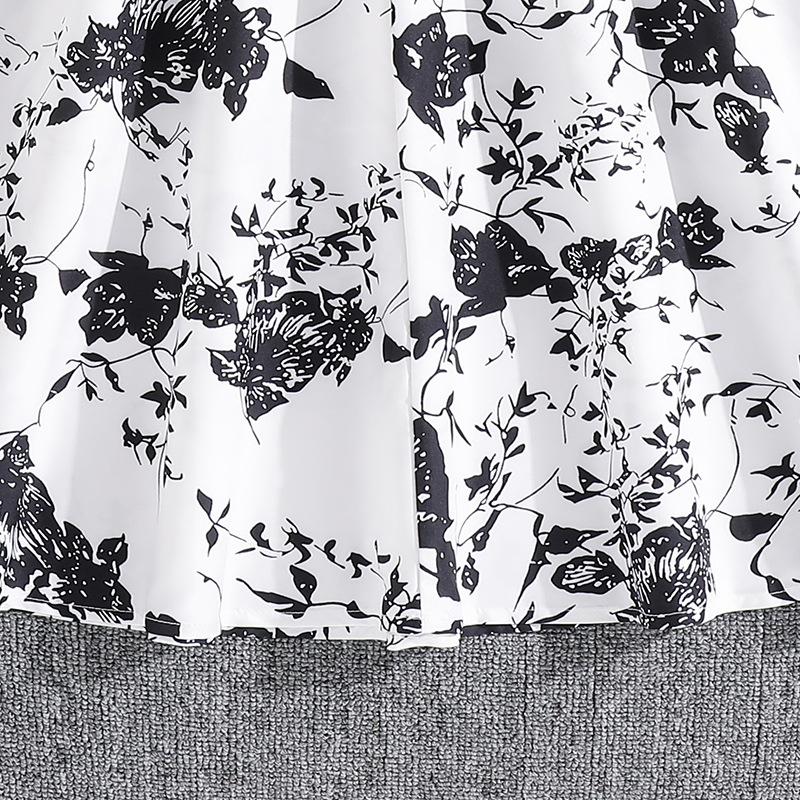 Children Clothing for Girls Autumn Long-sleeved Knitted Shirt Dress Black Printed Princess Dresses