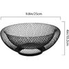Black Metal Wire Fruit Basket Bowl for Kitchen Counter, Dining Room Table, and Office - Large Decorative Centerpiece for Fruit, Vegetables, Candy,