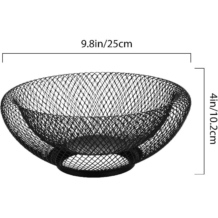 

Черная металлическая проволочная фруктовая корзина-чаша для кухонной столешницы, обеденного стола и офиса - Большой декоративный центральный элемент для фруктов, овощей, конфет, Large