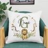 Animal with Name Pillow Case Personalized Pillow Dust Cover Bedroom Kids Wild Party Decoration Pillowcase Birthday Children Gift