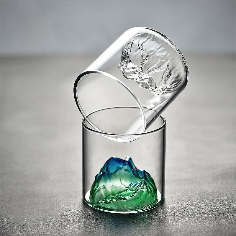 170ml/320ml Eisbergförmige Glastasse Mehrfarbig Wasserbecher Hitzebeständige Teetasse Personalisierte Trinkgläser Kaffeetasse