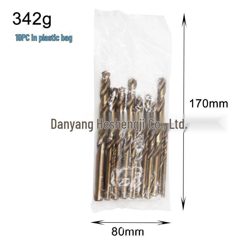 M35 Cobalt High-Speed Steel Yellow Twist Drill Bit Set for Stainless Steel - Fully Ground, Straight Shank.