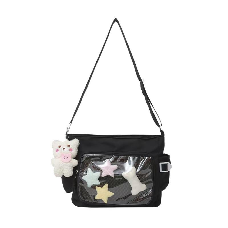 Anime Ita Bag Clear PVC Window Otaku Crossbody Bag for Anime Pins Plushies Adjustable Strap Shoulder Bag for Teen Girls Daily