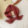 New temperament advanced sense neck cotton and linen silk scarf women's Korean lazy style versatile brown series small square scarf