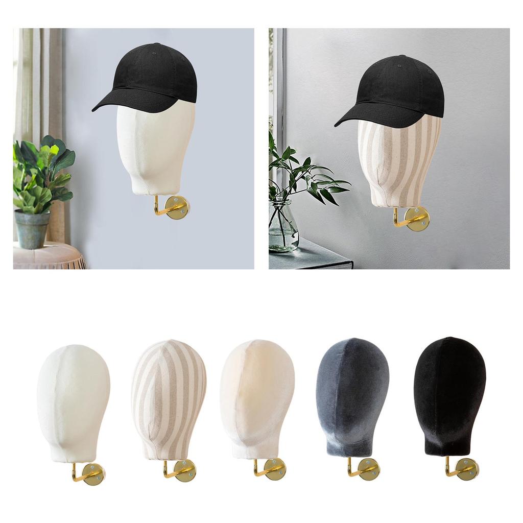 Mannequin Head Model Wall Mount Multipurpose Hat Rack Wig Holder Wig Stand for Wig Headwear Hats Beginner Hairdresser Training