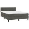 3141300 vidaXL Lit à sommier tapissier et matelas Gris foncé 140x190cm Velours