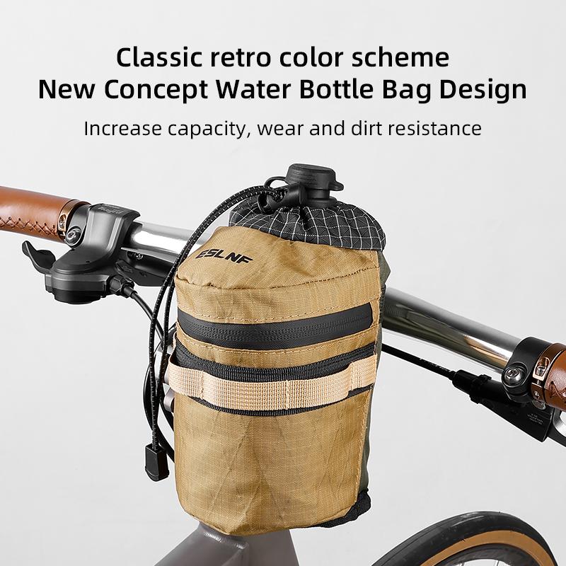 ESLNF High-Quality Bicycle Front Rack Water Bottle Bag - Retractable Cord Tightening Design Durable Cycling Storage Bag for Bike