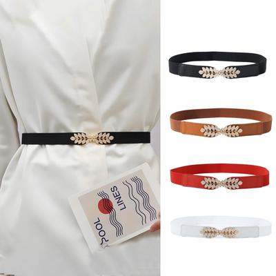 Dámský tenký kožený elastický pasový pásek k šatům a kabátům