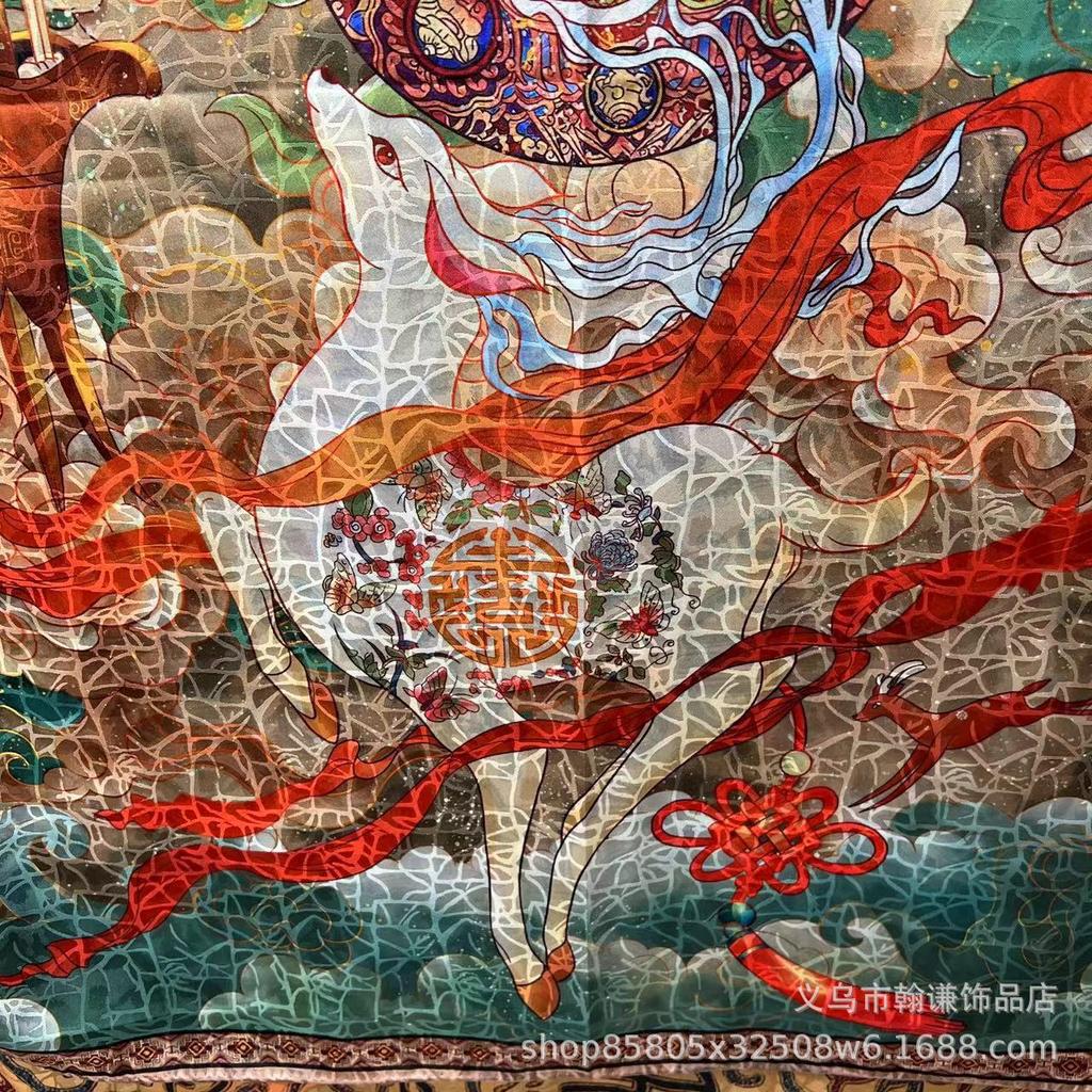 Double-Sided High-End Fragrant Cloud Yarn 180 * 70 Long Silk Scarf Shawl Women'S Spring And Autumn Retro National Style To Keep Warm