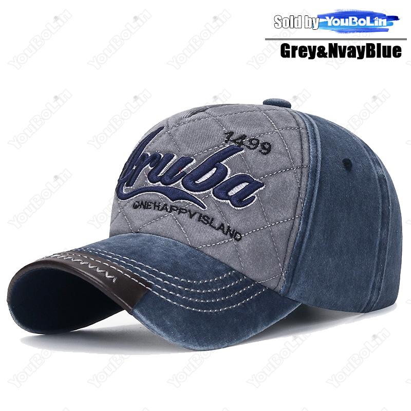 

Aruba Letter Embroidered Cotton Adjustable Two-tone Baseball Cap Sun Hat Trucker Caps Dad Hats