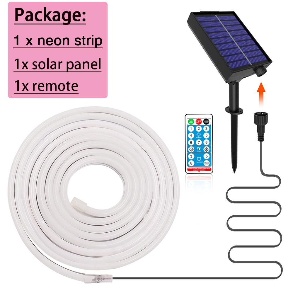 

Водонепроницаемая неоновая лента на солнечной батарее DC 12V SMD 2835 120 светодиодов/м Декор для дома и сада Диммируемая гибкая лента Светодиодная подсветка WHITE&0.5m