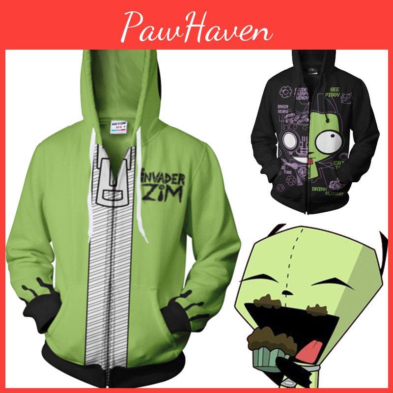 Invader Zim Costume Printed Men Zipper Hoodie Sweatshirt In Comfortable Soft Material