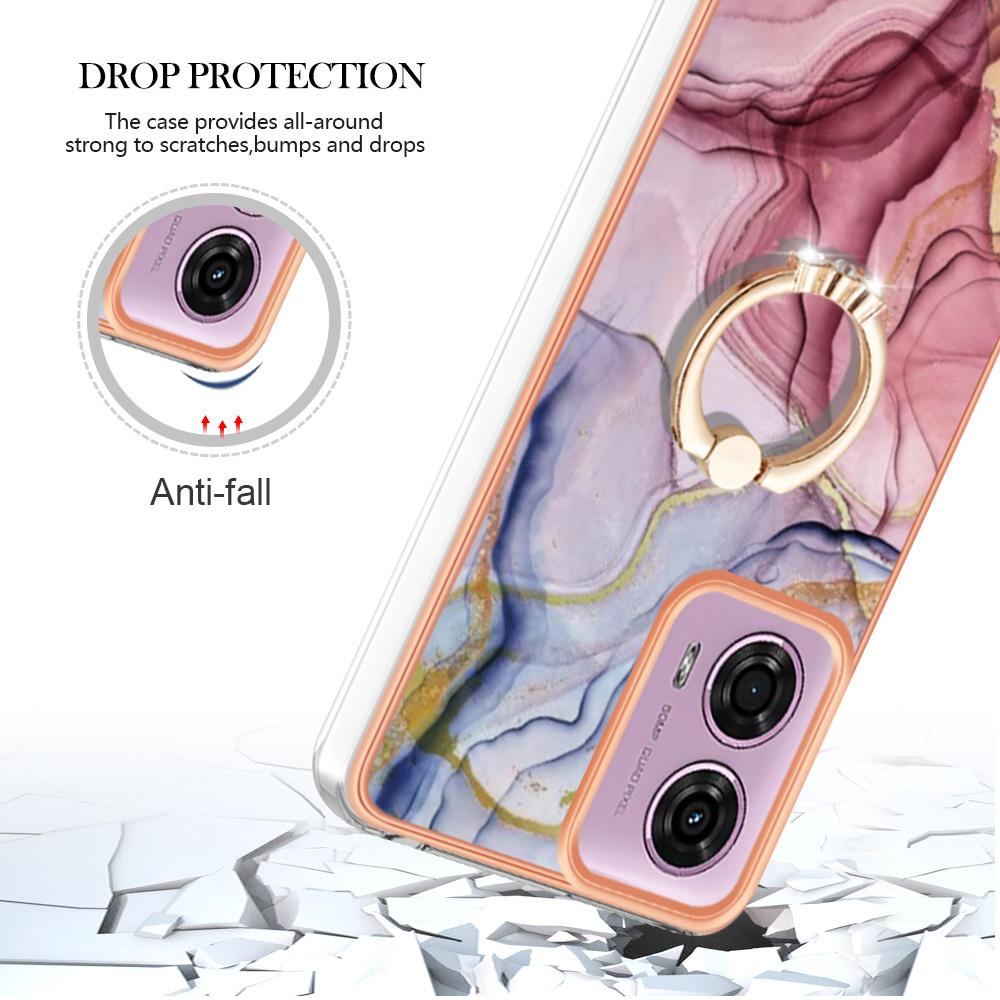 YB IMD Série-17 Styl-E Pro Motorola Moto E14 4G/G04 4G/G04s 4G/G24 4G TPU Kryt na telefon Prsten Stojánek Elektroplátovaný Pouzdro