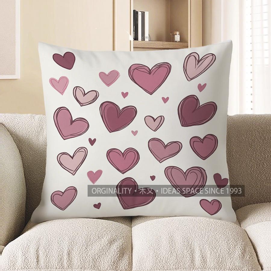 Home Decor Colorful Hearts: Adorable Cushion Cover Design Pattern Cushion Cover Suitable for Sofa Bedroom Car Pillow Cover