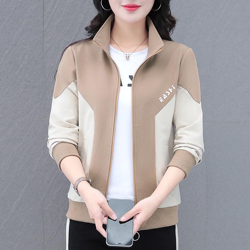 

Женский свитер-кардиган на весну и осень: Повседневная спортивная короткая бейсбольная куртка для мам среднего возраста, выпуск 2025 г. 4XL (78-86 kg)