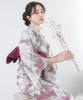 Yukata Textured Natural Set Heiko Geta Waist A Free [KYOETSU] Set, Weave, White, 6-Piece (Yukata, Obi, Undergarment, Sandals, Cord), Women's (Rose